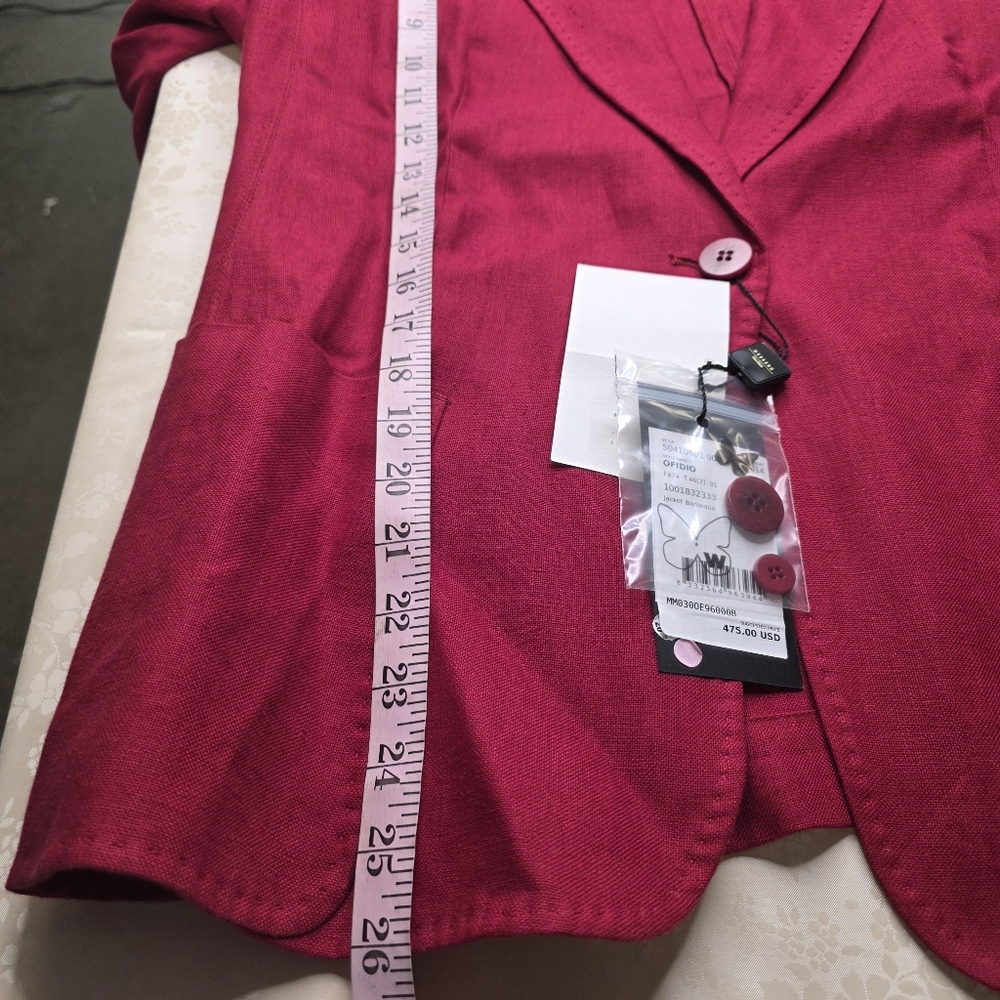 NWT Weekend Max Mara Ofidio 100% Linen Blazer Jacket Bordeaux Red Size 12 - Picture 7 of 10